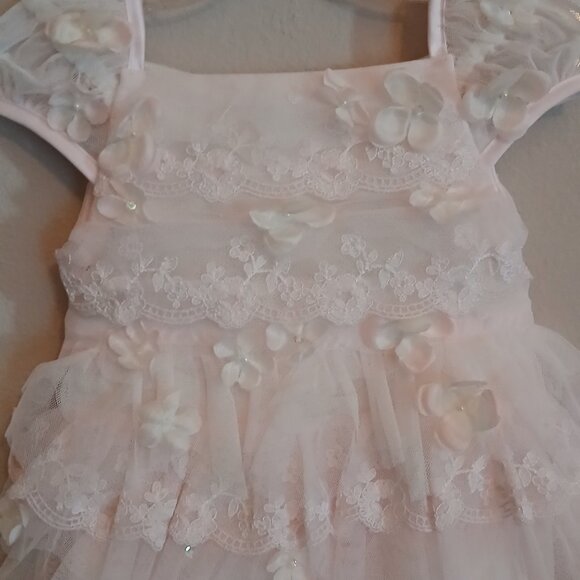 Toddler Girls Pink Flower and Tulle Dress - Picture 2 of 6